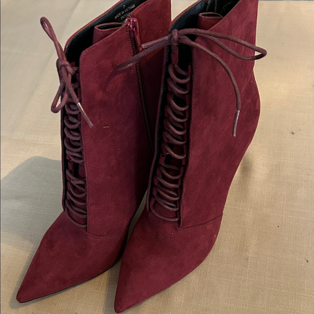 NWOT ASOS Burgundy Lace-Up Ankle Boots